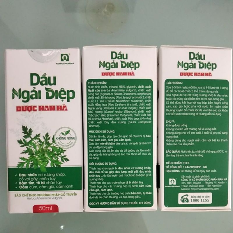 DẦU NGẢI DIỆP dược Nam Hà (chai 50ml) - Hỗ trợ xoa bóp xương khớp; bầm tím, xông hơi cảm lạnh