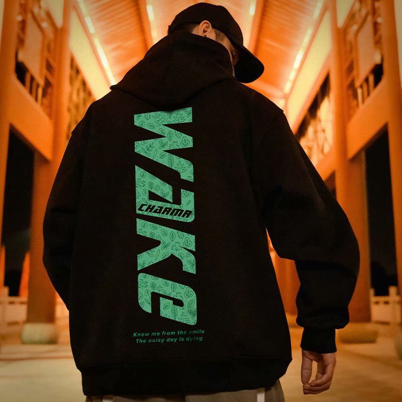 Áo Hoodie Phối Nhung Dày In Chữ Cá Tính / Size M-8Xl | BigBuy360 - bigbuy360.vn