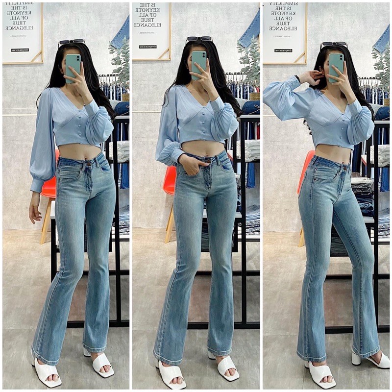 Quần loe lưng cao dáng dài siêu sang