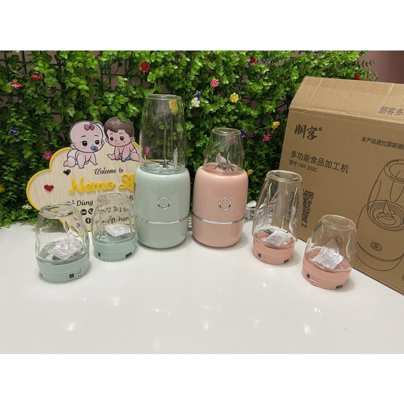 (HOT BẢN 6 LƯỠI) Máy xay 3 cối nội địa Trung bản 6 lưỡi : xanh biển, hồng, xanh mint