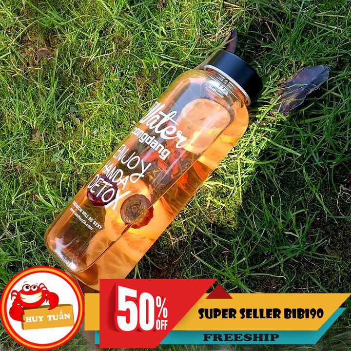 Bình nước detox 1000ml cực đẹp kèm túi đựng