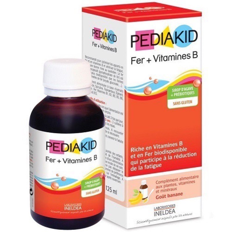 Pediakid Fer + Vitamines B - Bổ Sung Sắt Vitamin Nhóm B,Phát Triển Toàn Diện Cho Bé 125ml