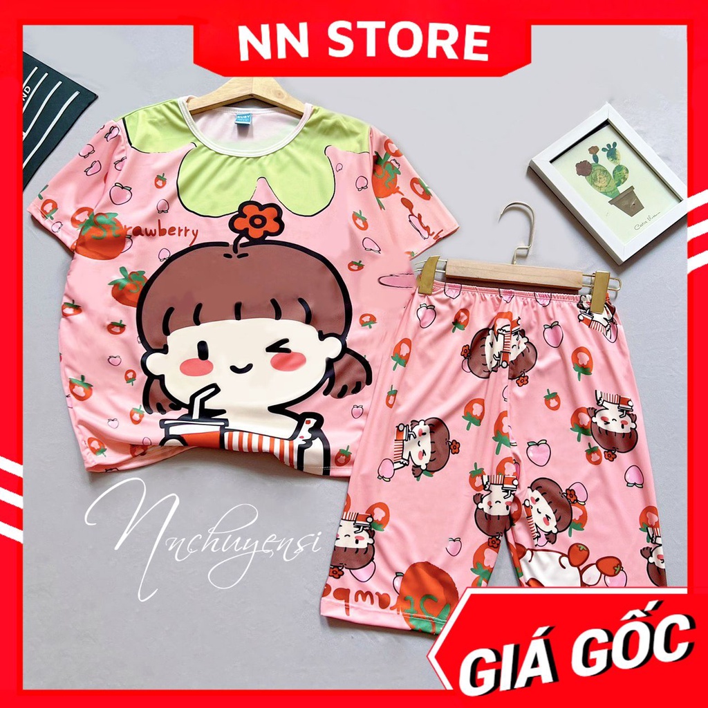 Đồ bộ thun lửng cho mẹ và bé size đến 70kg in chất thun mềm mịn mát in Doremon Kitty Hoạt Hình dễ thương DBRBL FULL SIZE