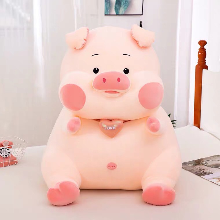 Heo Ú Nơ Tim Có Cánh Lông Mịn Ngồi Bông Mềm An Toàn Hàng Cao Cấp