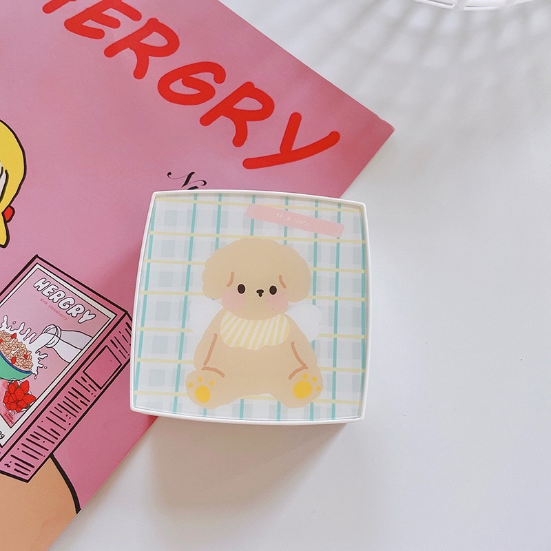 Khay Gương Lens Gấu Vuông Mẫu Mới - Case Đựng Lens