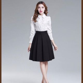 (Big size) Chân váy xòe dài xếp ly