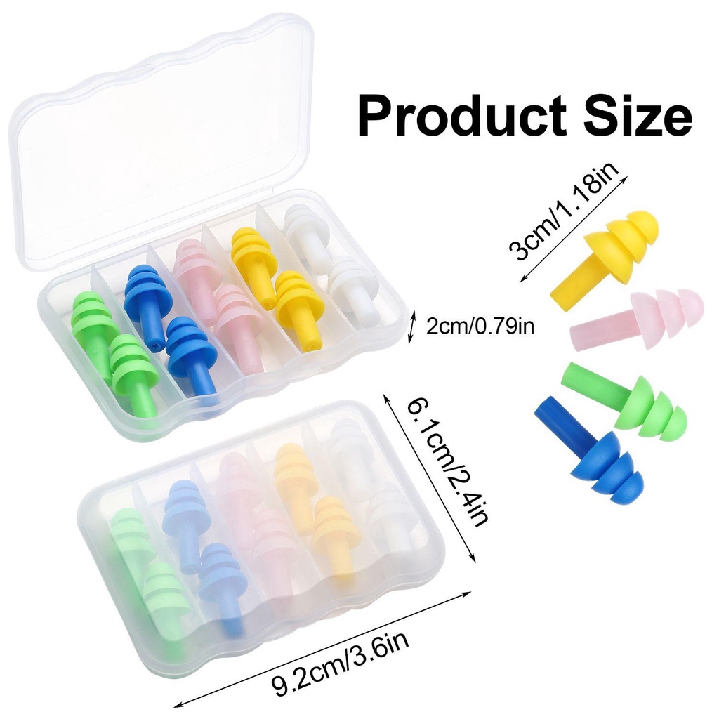 MYRONGVN Set 5 Cặp Nút Bịt Tai Hỗ Trợ Giấc Ngủ Có Thể Tái Sử Dụng