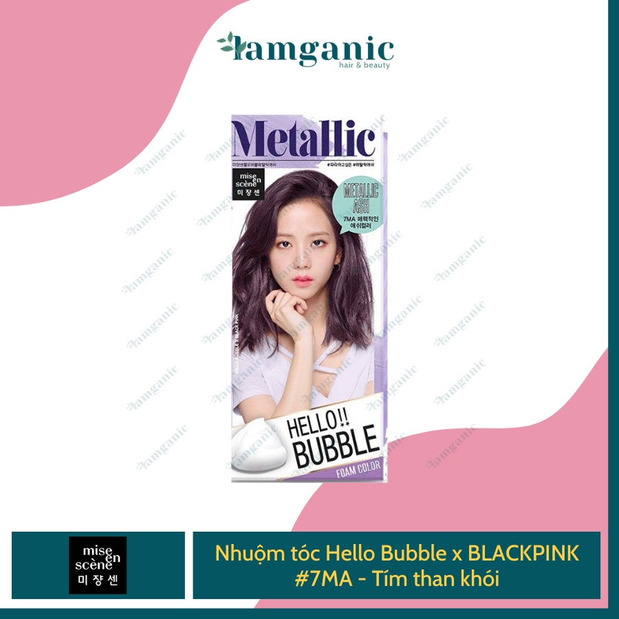 Thuốc Nhuộm Tóc Hello Bubble Foam x BLACKPINK - Chính hãng Mise En Scene mẫu BlackPink - Màu Metallic Ash (Tím than khói