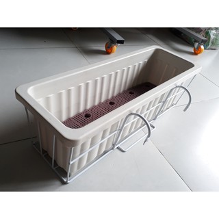 Bộ chậu treo ban công trồng rau trồng hoa màu trắng