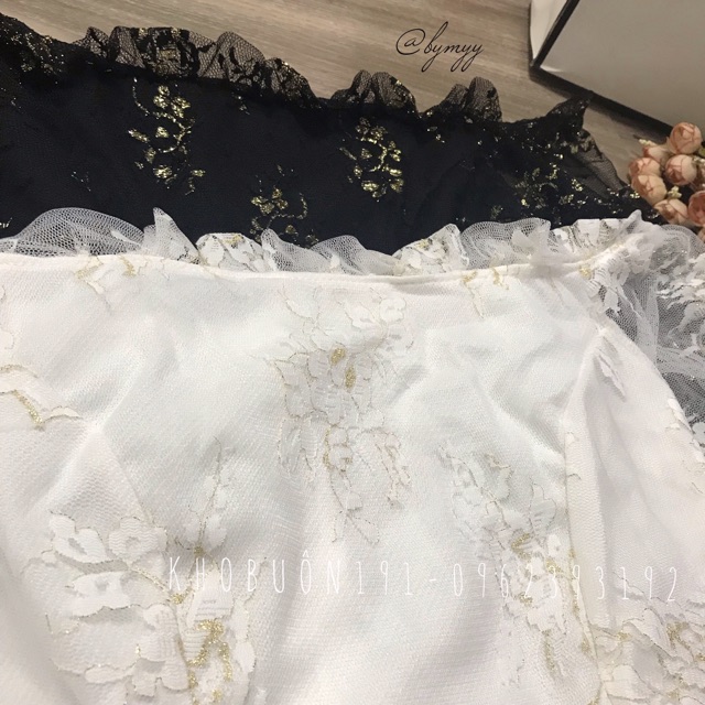 Đầm Trễ Vai Ren Kim Tuyến Phối Nơ Tay Thanh Lịch - TK06