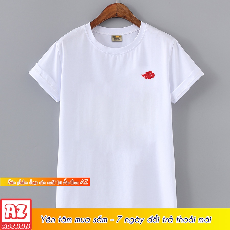 Áo thun nam cổ tròn thêu logo naruto uchiha sasuke itachi akatsuki - Vải cotton A05