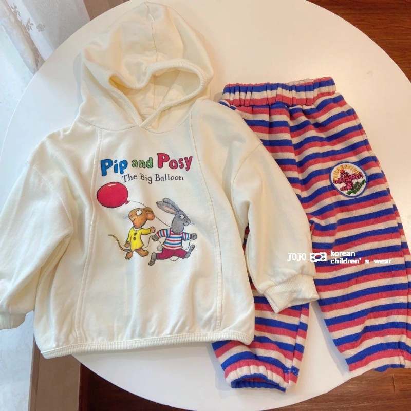 Set Đồ Thể Thao 2 Món Áo Hoodie In Hoạt Hình + Quần Dài Thời Trang Mùa Thu Phong Cách Hàn Quốc Cho Bé Trai Và Gái