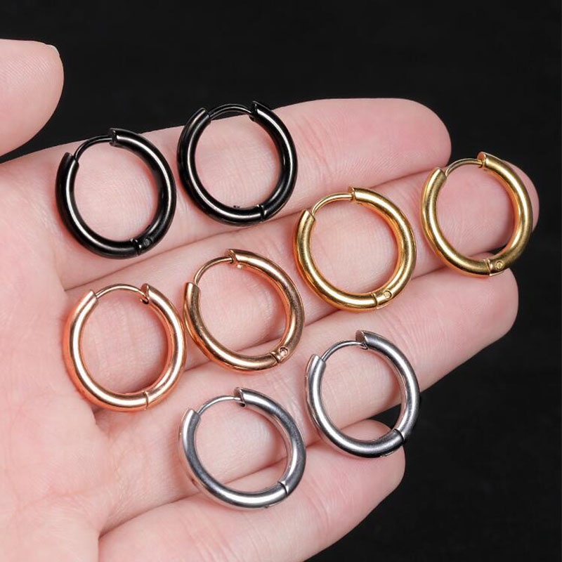 1 Khuyên Tai Tròn Bằng Thép Không Gỉ Thời Trang