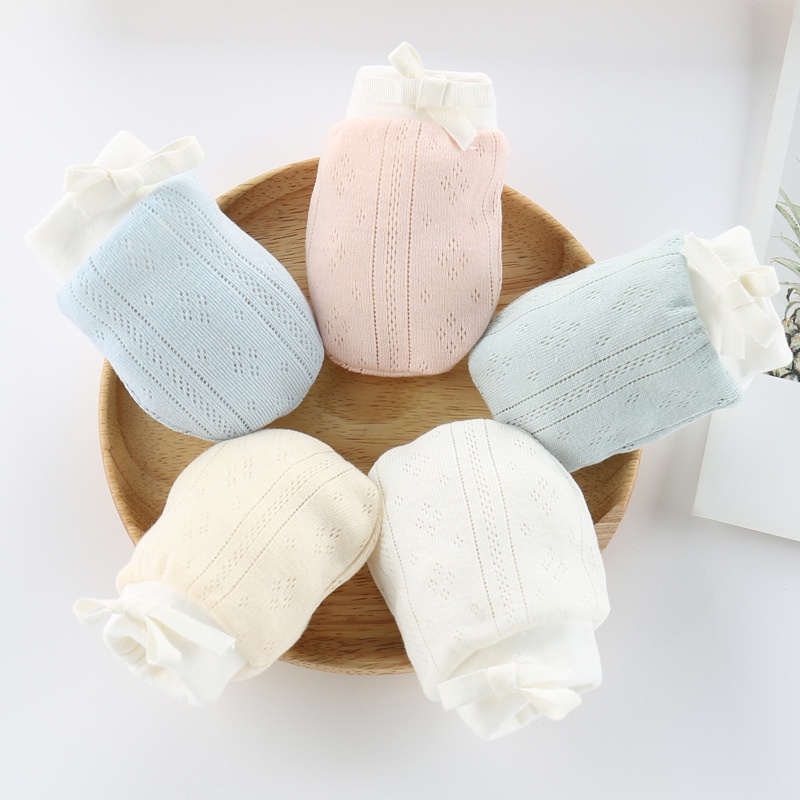 Set 1 Đôi Găng Tay Cotton Chống Cào Trầy Xước Cho Trẻ Sơ Sinh