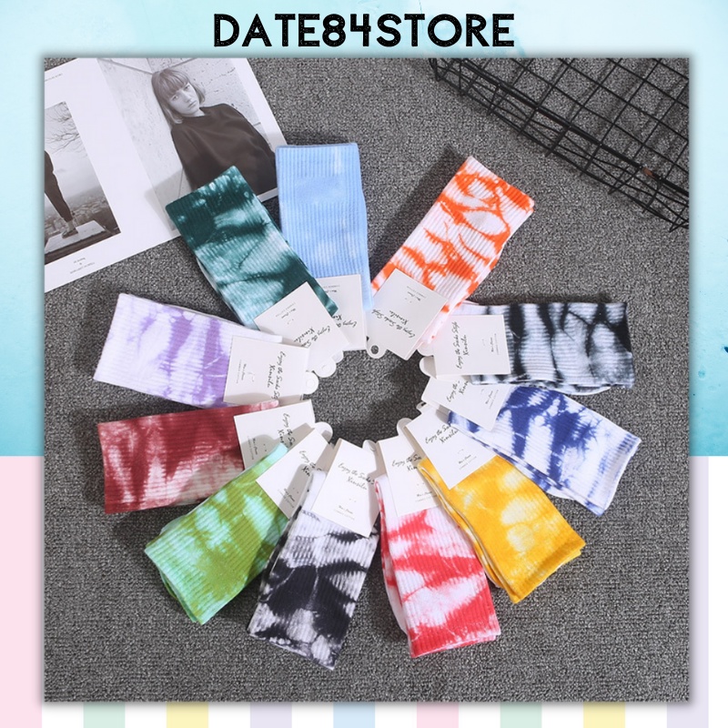 Tất vớ cotton nam nữ màu loang Date84store