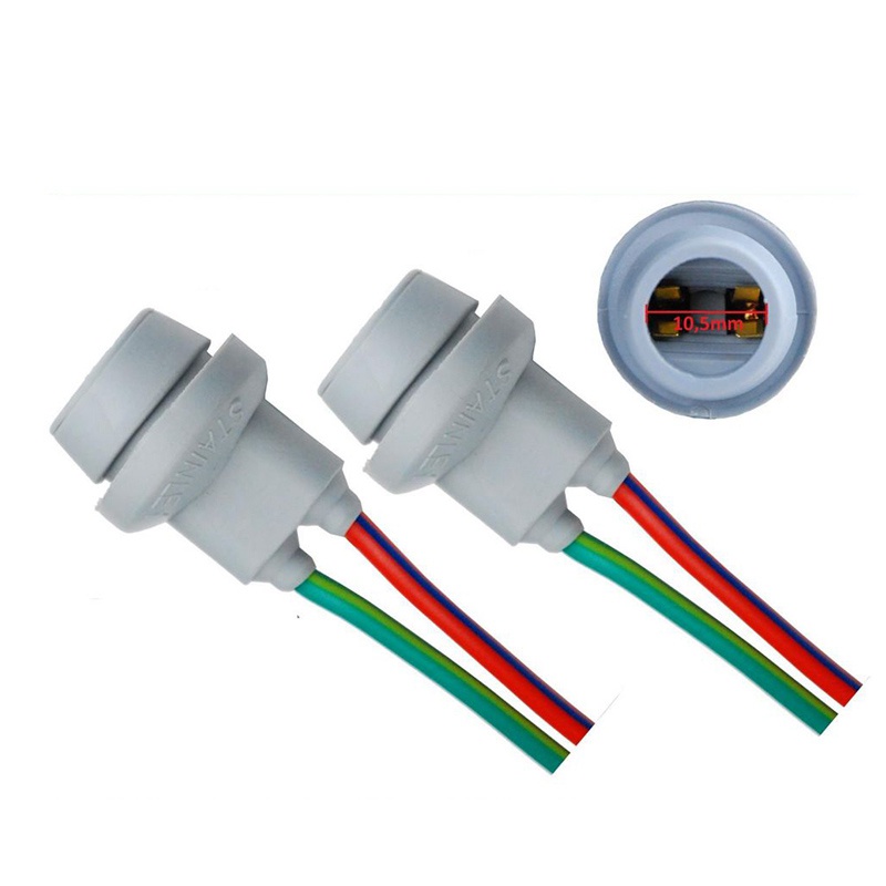 Bộ 2 Chuôi Đèn T10 W5W Bằng Cao Su Mềm Kết Nối Dây Cáp