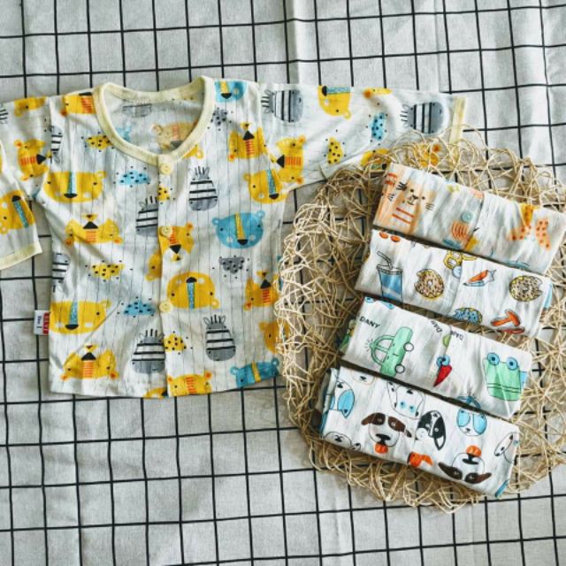 Lẻ áo cotton giấy cài cúc cho bé
