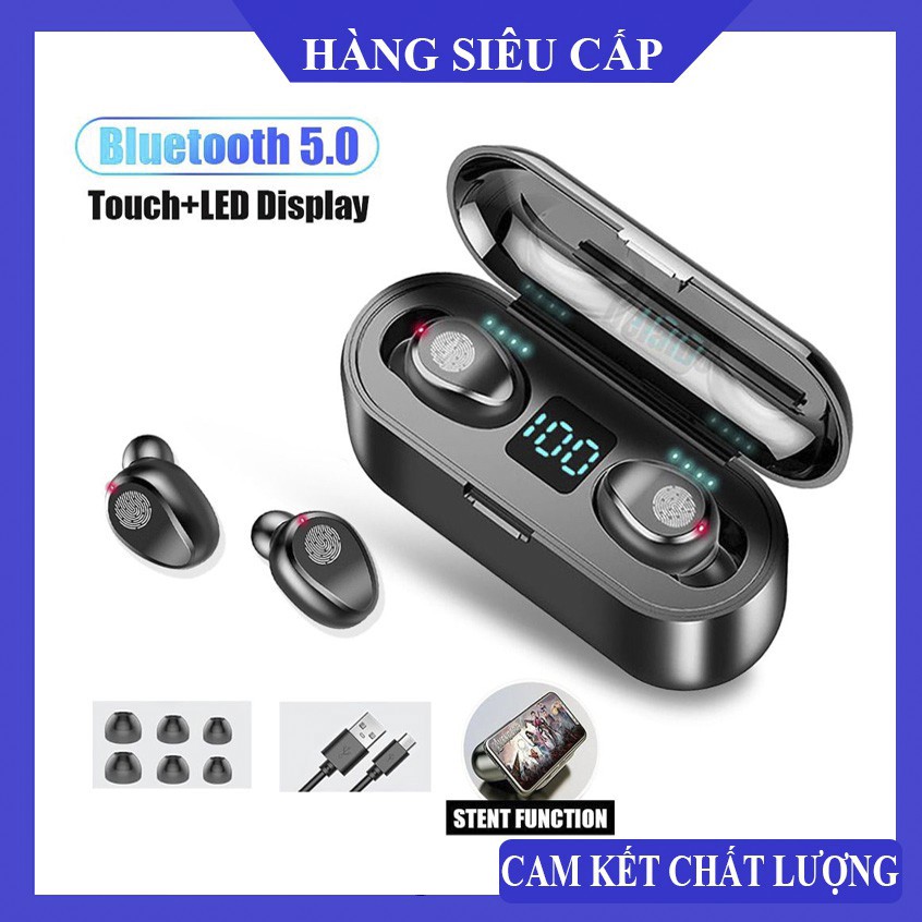 [BẢN QUỐC TẾ] Tai Nghe Bluetooth, Tai Nghe Không Dây AMOI F9 TWS 5.0 9D, Cảm Ứng Chạm, Chống Nước, Chống Ồn