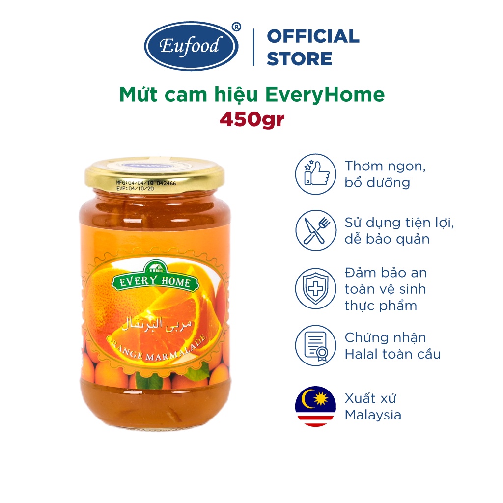 Mứt Cam EveryHome 450gr - Đồ Làm Bánh, Nấu Ăn, Pha Chế - EUFOOD Việt Nam Nhập Khẩu Malaysia Chính Hãng