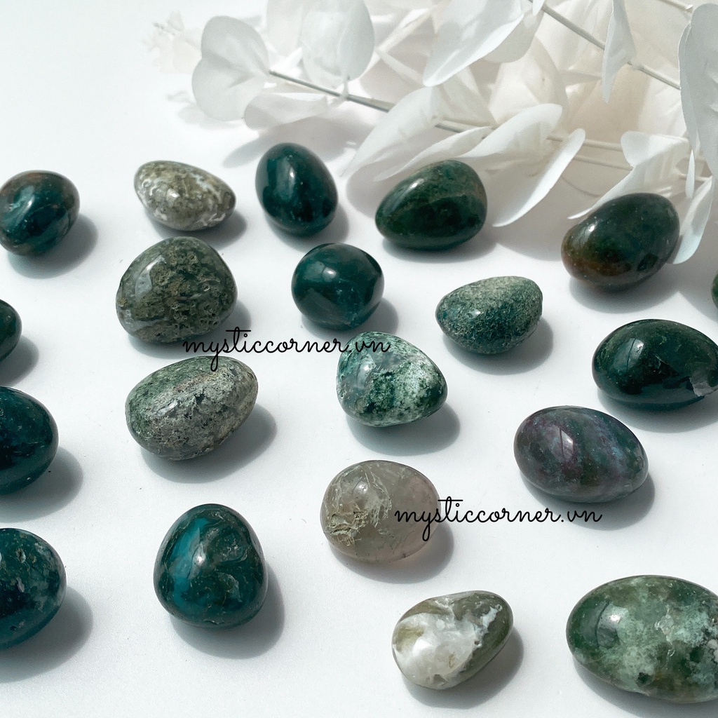 Mã não rêu (Moss Agate) tự nhiên dùng thanh tẩy Tarot, Reiki, thiền định