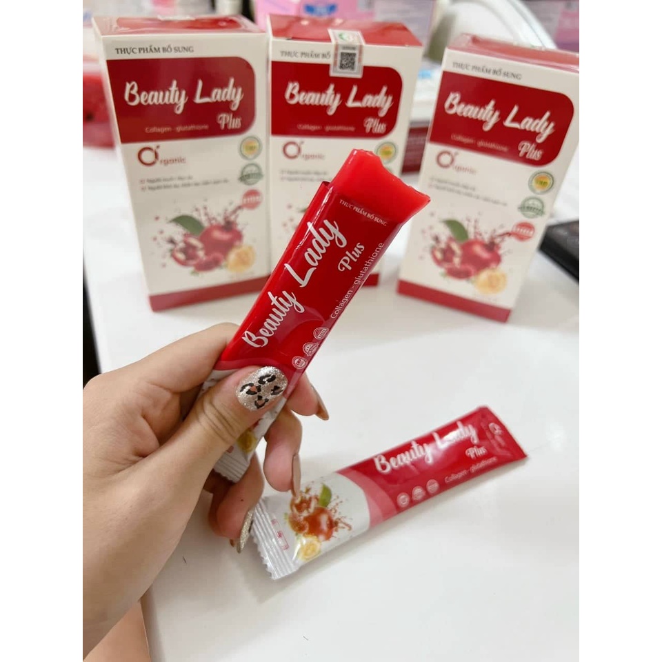 Thạch Bưởi đỏ Beauty Lady - Collagen, Glutathione Trắng Da, Mờ Nám