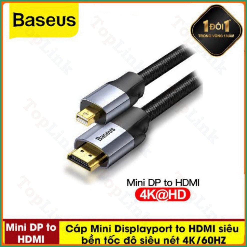 [TopLink] Baseus Thunderbolt Sang HDMI Cáp Mini Displayport Cổng DP To HDMI 4K 60Hz Adapter Cho Macbook Air Laptop Dell