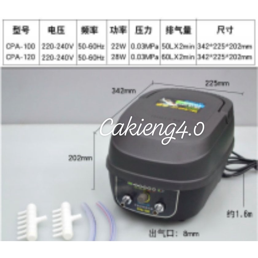 Máy sủi khí oxy tích điện cho hồ koi Hailea CP-100