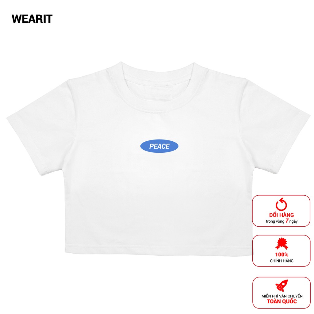 Áo Croptop WEARIT croptop nữ chất liệu cotton co dãn 4 chiều thoáng mát PEACE