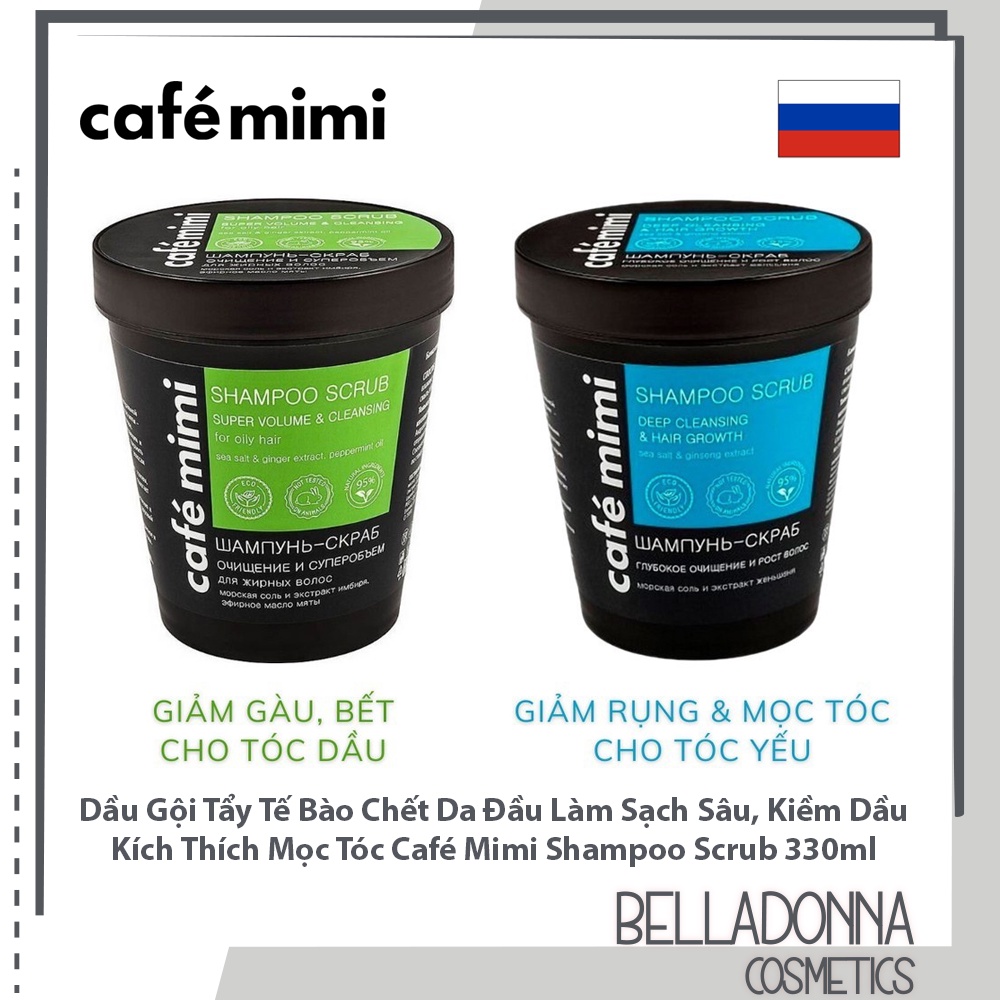 Dầu Gội Tẩy Tế Bào Chết Da Đầu Làm Sạch Sâu, Kiềm Dầu, Mọc Tóc Café Mimi Shampoo Scrub 330ml