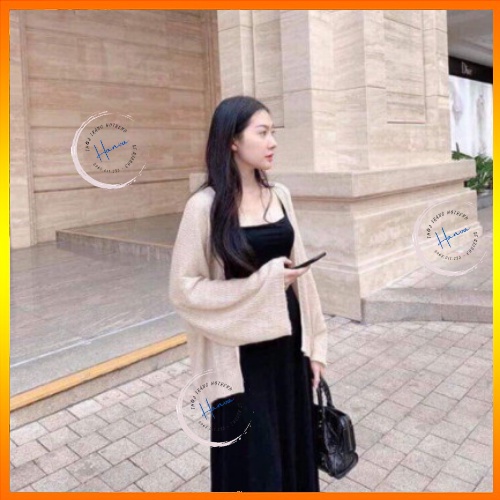 Áo Khoác Cardigan Len Mỏng Nữ Khoác Ngoài Vintage Phong Cách Hàn Quốc Hanva
