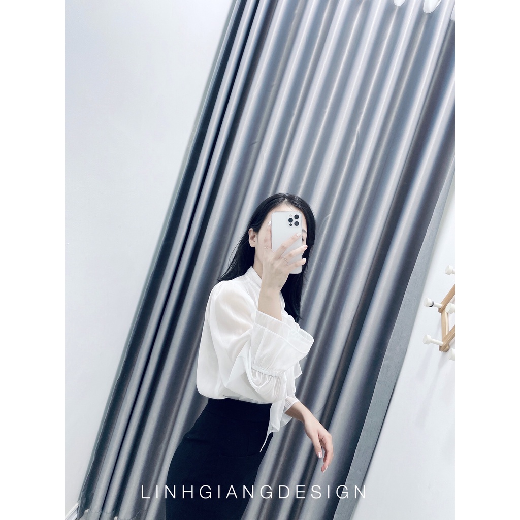 Chân váy bút chì dài qua gối túi vuông xẻ trước thời trang nữ công sở