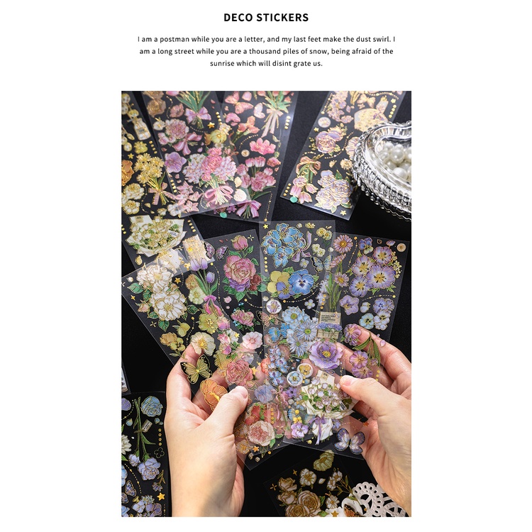 Bộ 3 Miếng Dán Trang Trí Sổ Tay/Nhật Ký Hình Hoa Dễ Thương DIY