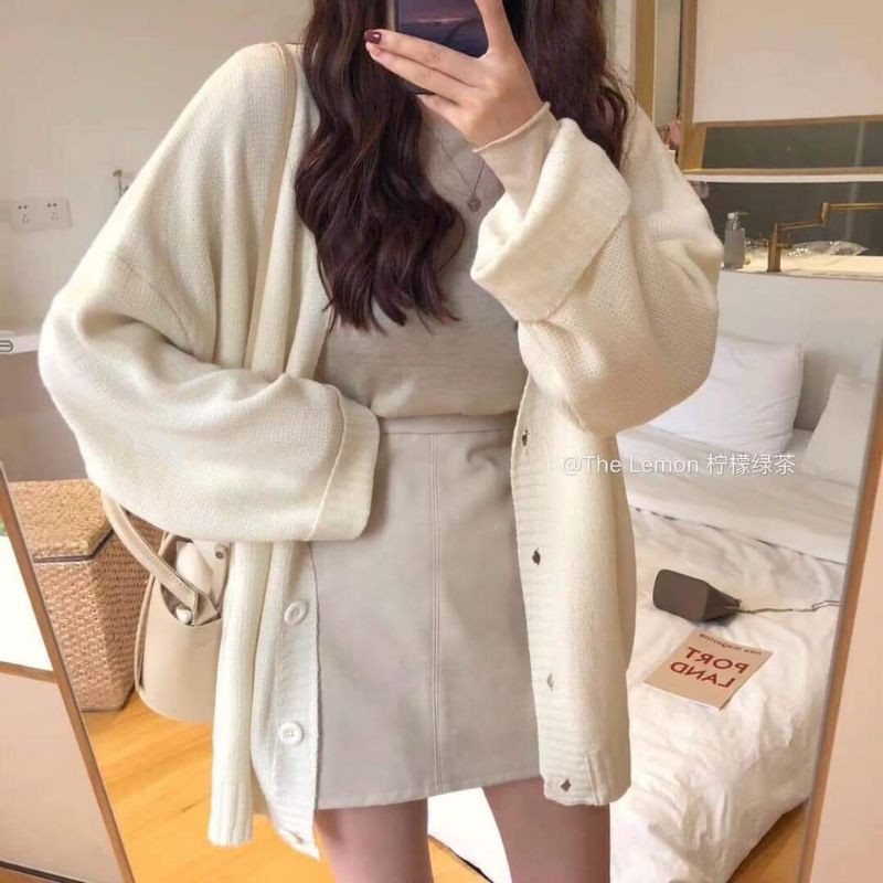 Áo khoác cardigan  len form rộng dáng dài