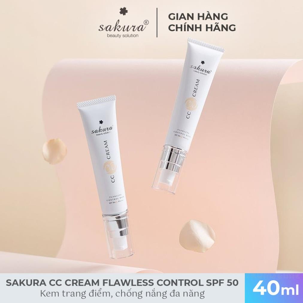 Kem trang điểm, chống nắng đa năng Sakura CC Cream Flawless Control Base SPF50+ PA++++ 40ml - Mỹ Phẩm Mai Hân | BigBuy360 - bigbuy360.vn