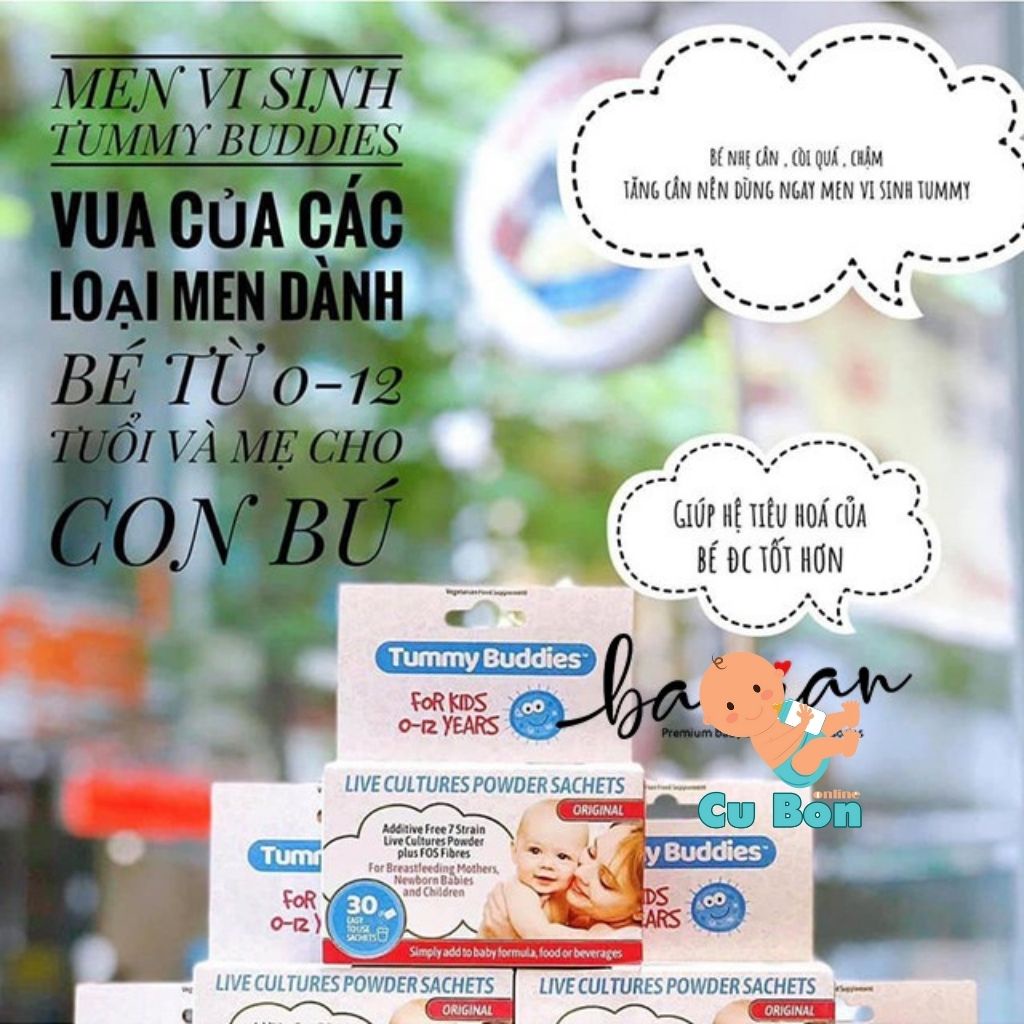 MEN VI SINH TUMMY BUDDIES CHO BÉ TỪ SƠ SINH CỦA ANH 30 gói
