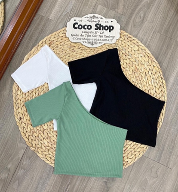 Áo Croptop Lệch Vai Tay Lửng (ẢNH THẬT) | BigBuy360 - bigbuy360.vn