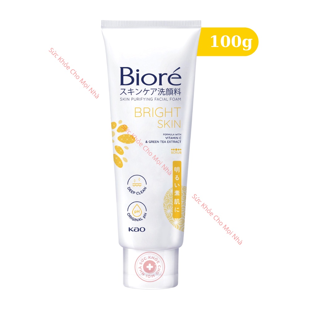 Biore bright skin Sữa rửa mặt thanh lọc da làm sáng da tẩy da chết nhẹ nhàng giúp da mềm mịn căng mướt.28072