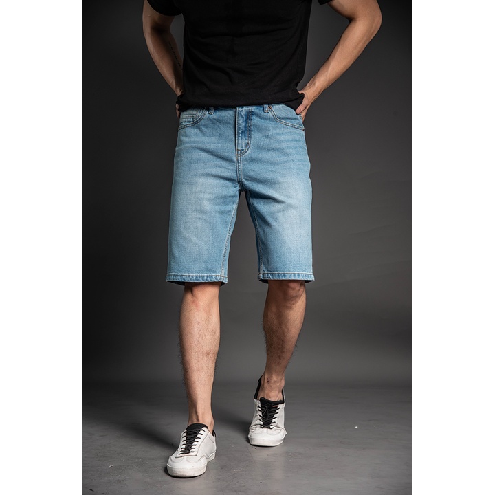 Quần Short Jean Nam Ống Rộng Chất Bò Co Giãn H90 Cao Cấp Phối Túi J018