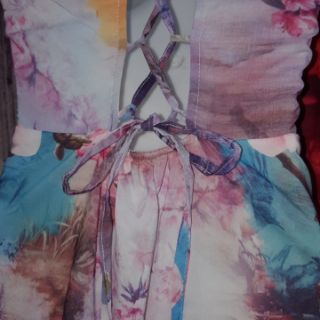 Đầm maxi chéo dây hở lưng đi biển