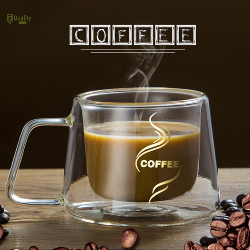 VN❤ Coffee Mug Espresso Cup Thermal Glass Double Wall High Borosilicate Mugs 