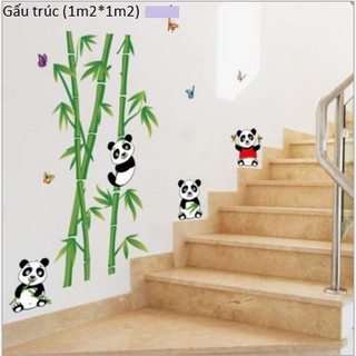 decal dán tường gia đình gấu trúc