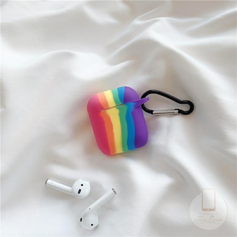 Vỏ bảo vệ hộp sạc tai nghe không dây họa tiết cầu vồng xinh xắn cho Airpods 1 / 2 / 3