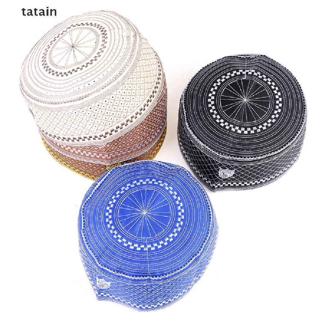 [TAT] Muslim Hats Cotton Embroidery Arab Prayer Hat Musliman Turban Hijab Bonnet CVX