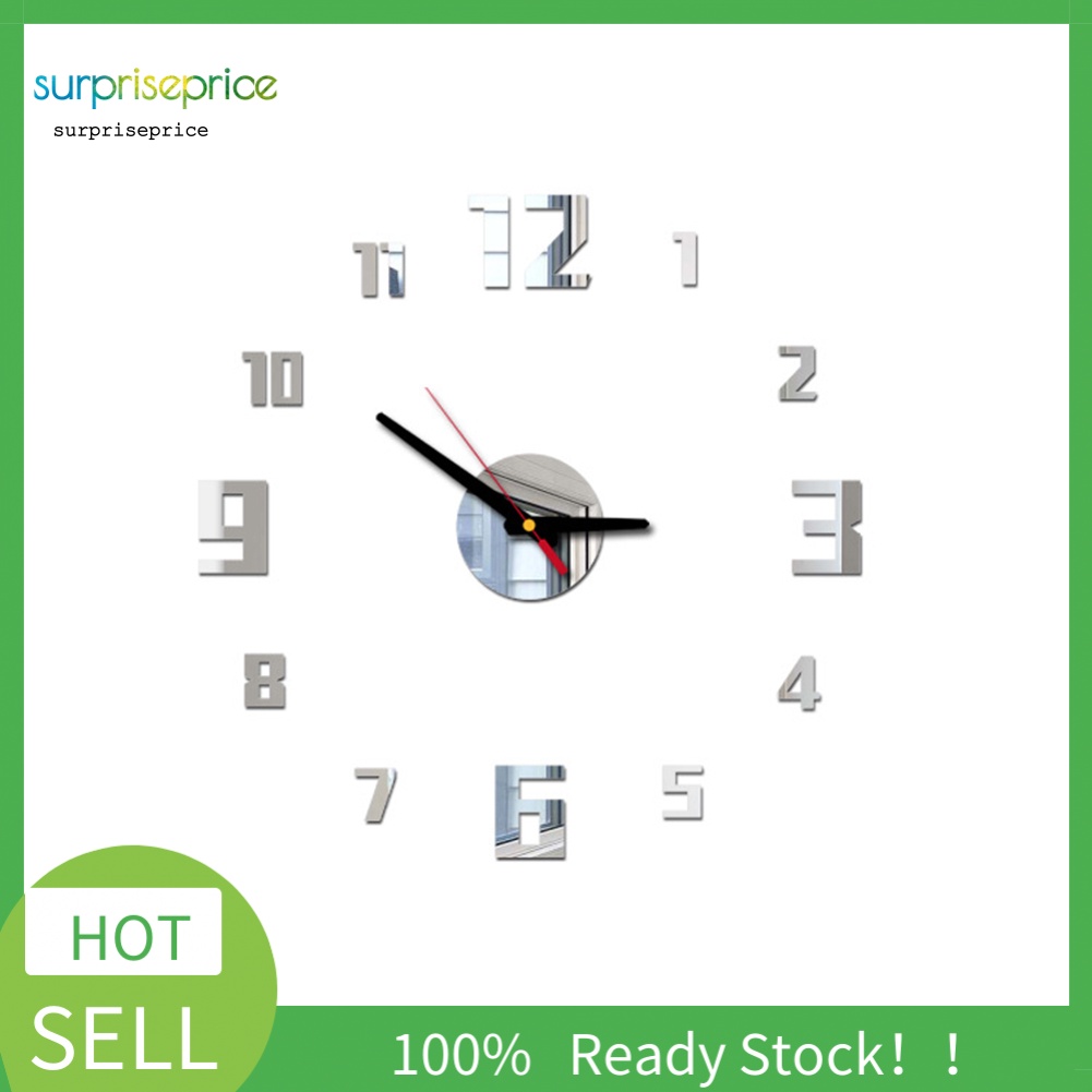Đồng Hồ Dán Tường Hiệu Ứng Gương 3D DIY Trang Trí Nhà Ở