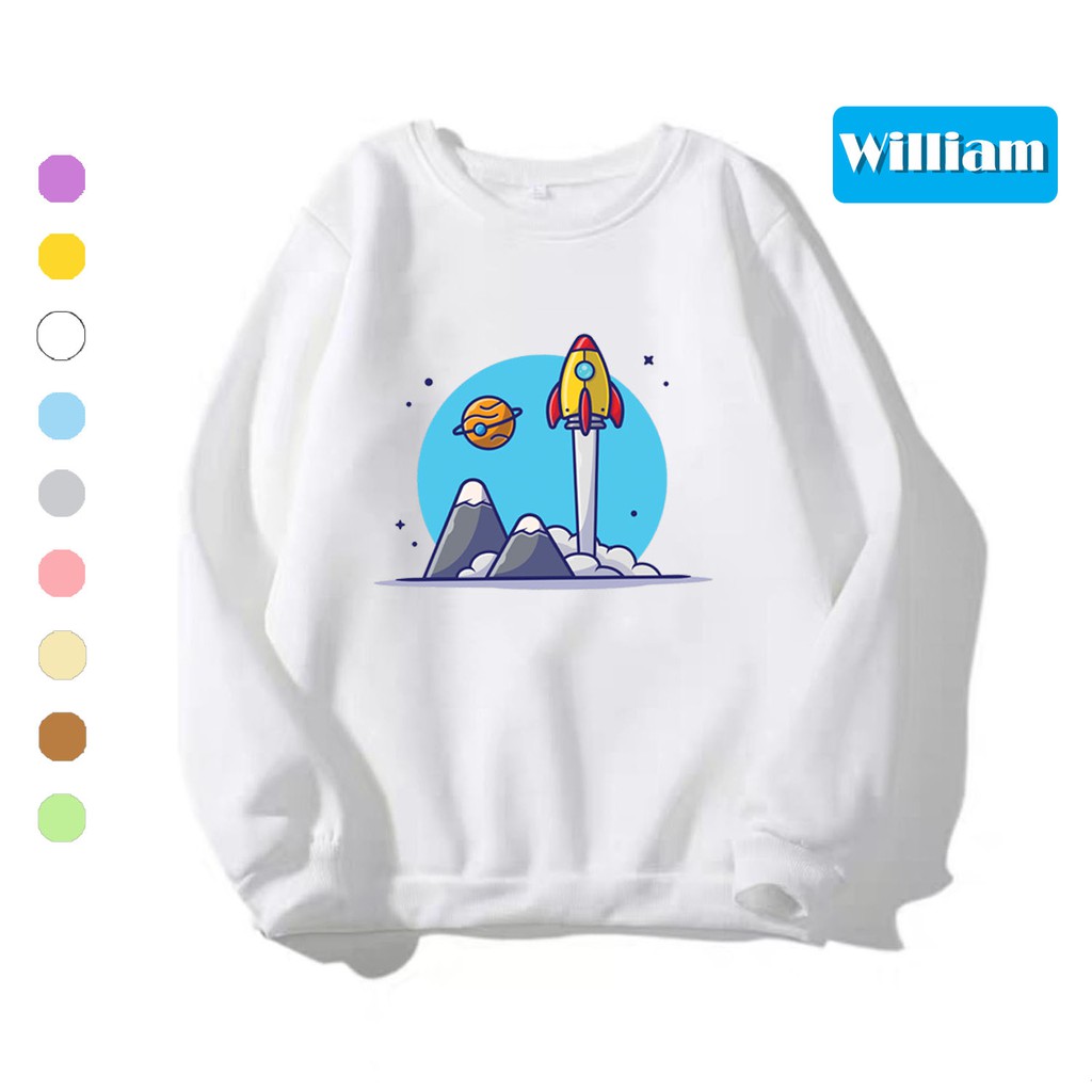 Áo sweater nam nữ in hình Tàu Vũ Trụ cực đẹp, chất nỉ dày dặn, hợp làm áo cặp William - DS161