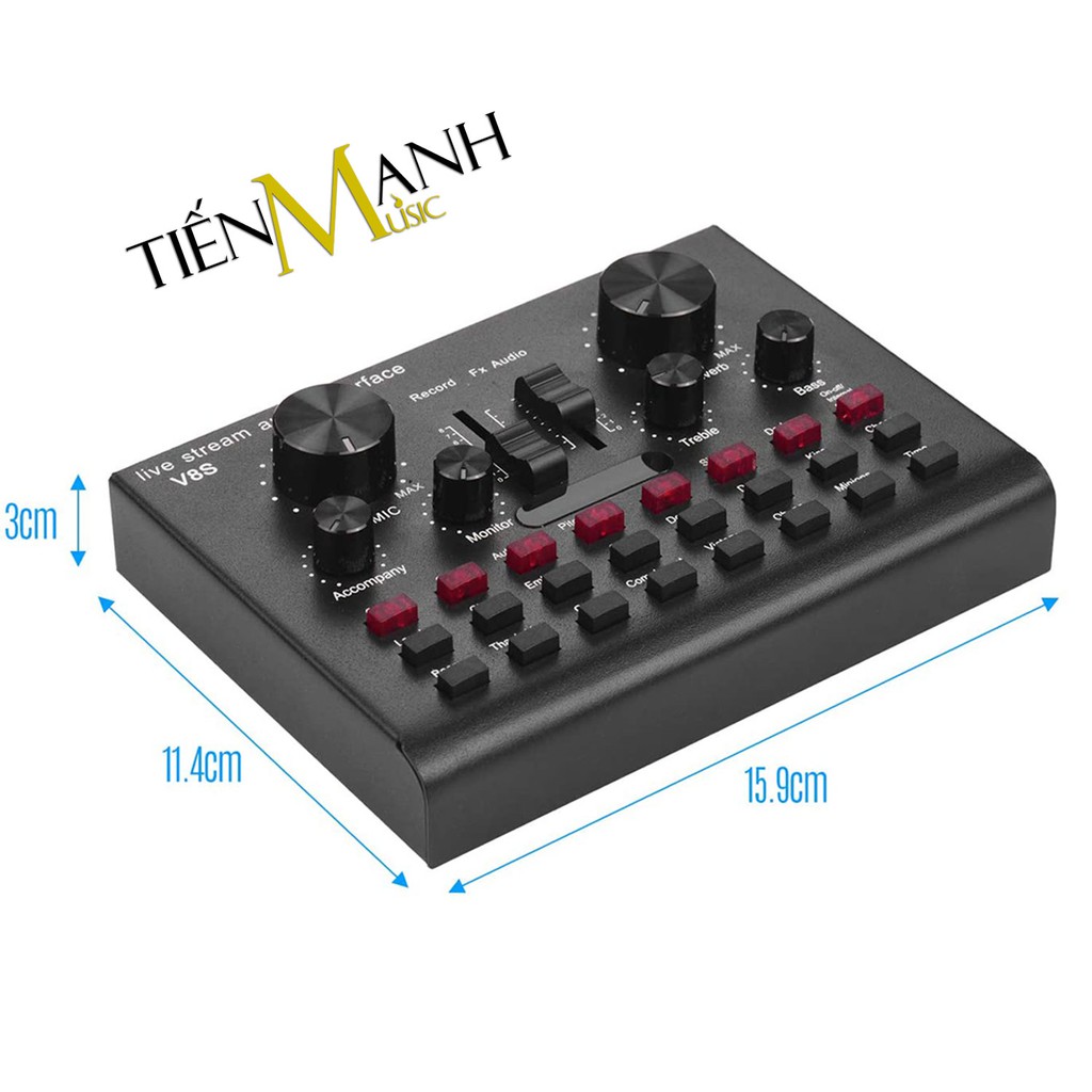 Sound Card Thu Âm Thanh, Livestream, Hát Karaoke Cuvave V8S - Bluetooth Pin Sạc USB Audio Interface Soundcard Auto Tune