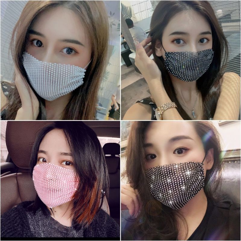 [HÀNG MỚI VỀ] Khẩu Trang Đính Đá Pha Lê Kim Sa Lấp Lánh Kim Tuyến Khẩu Trang Hot Trend Tiktok Sắc Màu Nhiều Màu XUMI800 | BigBuy360 - bigbuy360.vn