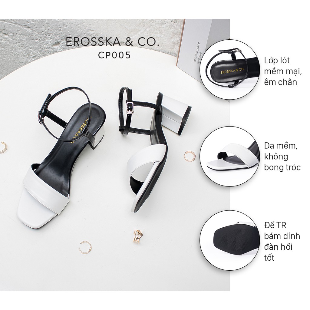 Giày sandal cao gót Erosska mũi vuông cao 5cm màu trắng - EB030