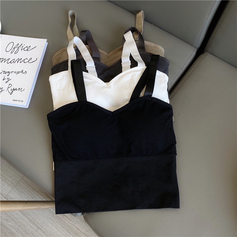 Áo hai dây nữ quây ngực có mút ngực chất len tăm cao cấp thoáng khi dáng croptop dài AIRY AL045