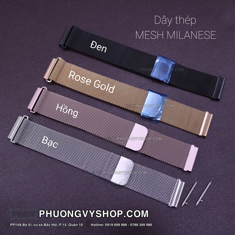 Dây thép Mesh Milanese, chốt thông minh - hít nam châm (20mm, 22mm)